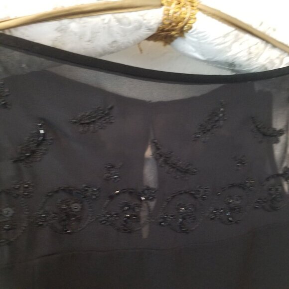 Jones New York Women's Petite Spaghetti Strap Cocktail Dress Size 8 Sequin Black - Picture 5 of 9